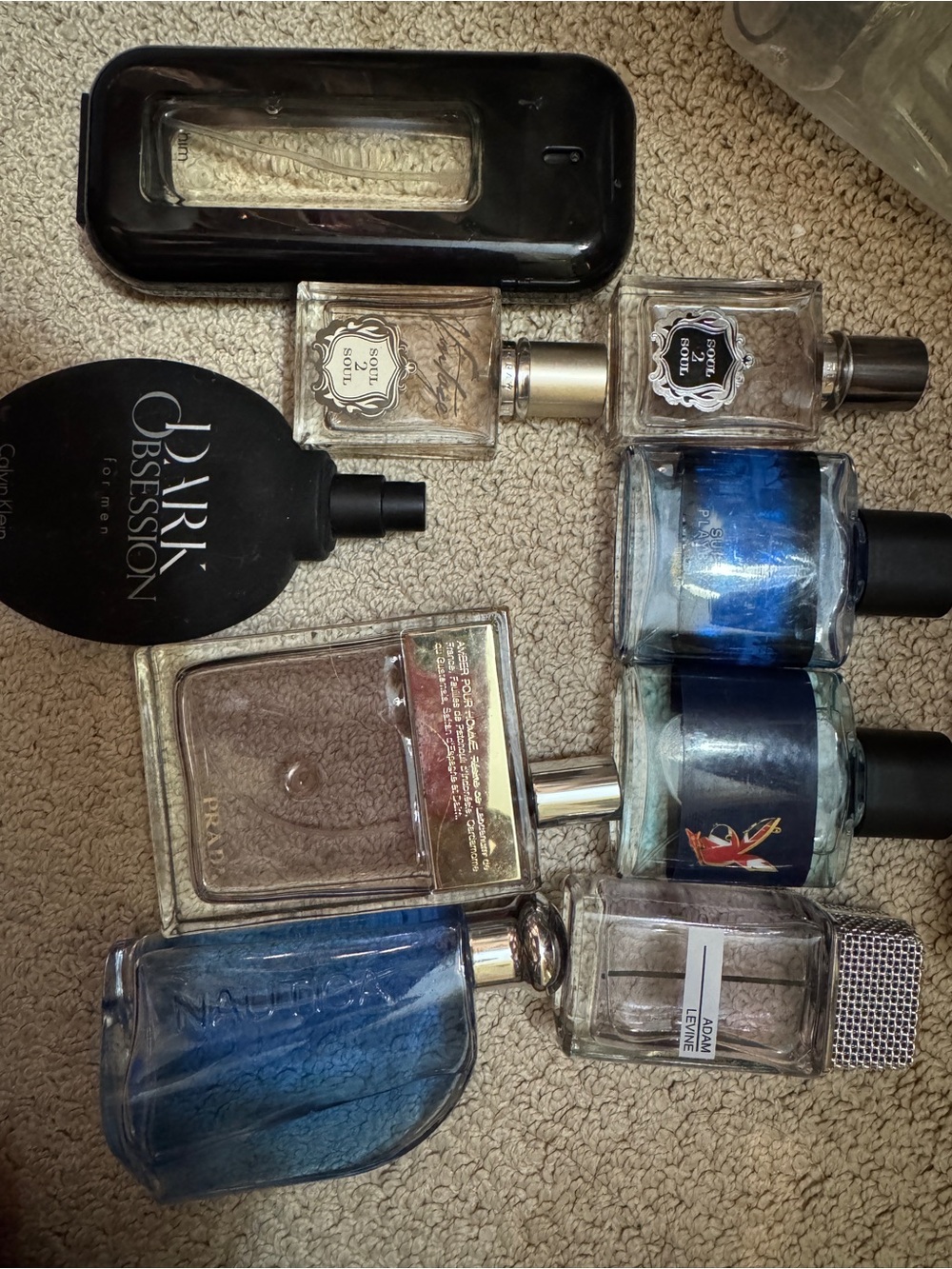 Assorted Men's Fragrance Bottles - Blue & Clear